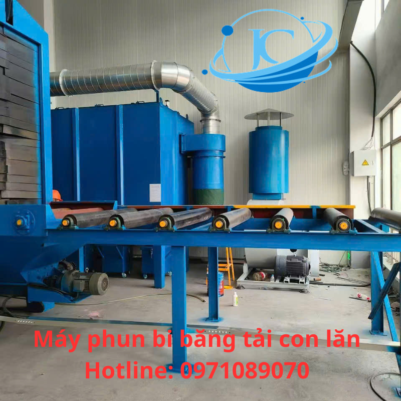 Máy Phun Bi Băng Tải Con Lăn